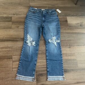Good American Distressed Straight Leg Jeans - Blue